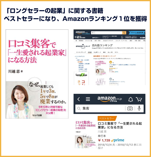 「ロングセラーの起業」に関する書籍 ベストセラーになり、Ａｍａｚｏｎランキング１位を獲得